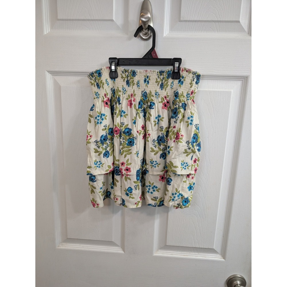 Natural Life Tiered Skirt Womens‎ Floral Smocked Ruffle Mini NWT - Size M/L